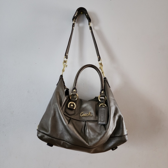 Coach Ashley Convertible Leather Metallic Satchel Handbag Purse F15445 - Picture 9 of 16